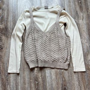 Zara size 10 cream color, long sleeve with knitted top